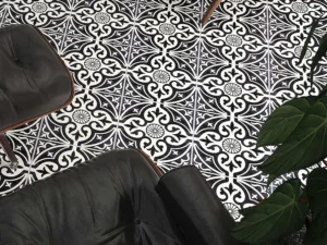 Kingsbridge Black Patterned Wall and Floor Tiles - 330 x 330mm