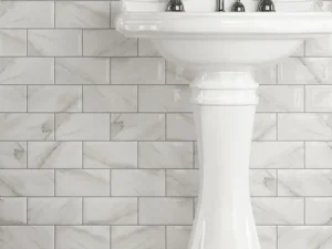 Victoria Metro Wall Tiles - White Marble Effect - 20 x 10cm