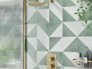 Stonehouse Studio Pinnacle Olive Geometric Patterned Tiles - 225 x 225mm
