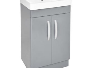PVC 500mm Floor Standing Dark Grey Vanity Unit and Basin