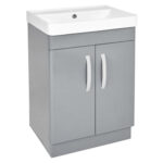 PVC 600 Floor Standing Dark Grey Vanity Unit and Basin