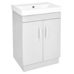 PVC 600mm Floor Standing Light Grey Vanity Unit and Basin