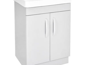PVC 600mm Floor Standing Light Grey Vanity Unit and Basin