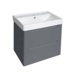 PVC 600mm Wall Hung Dark Grey Vanity Unit and Basin