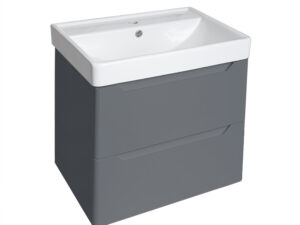 PVC 600mm Wall Hung Dark Grey Vanity Unit and Basin