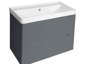 PVC 700mm Wall Hung Dark Grey Vanity Unit and Basin