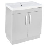PVC 800mm Floor Standing Light Grey Vanity Unit and Basin