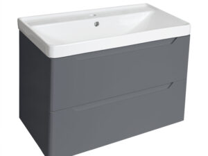 PVC 800mm Wall Hung Dark Grey Vanity Unit and Basin