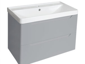 PVC 800mm Wall Hung Light Grey Vanity Unit and Basin