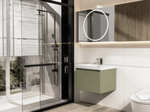 Vogue Matte Green Wall Hung 500mm Vanity Unit and Basin