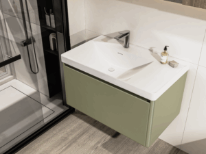 Vogue Matte Green Wall Hung 800mm Vanity Unit and Basin