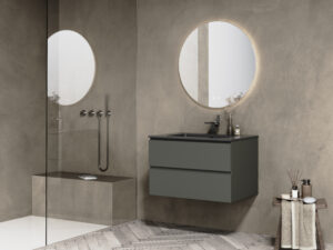 Volcan Matte Grey Wall Hung 800mm Vanity Unit and Basin