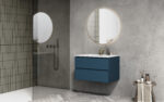 Volcan Matte Blue Wall Hung 800mm Vanity Unit and White 0TH Basin