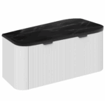 PVC Gloss White Fluted 1000mm Wall Hung Vanity Unit and Black Marble Top