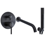 Stream Concealed Shower Valve with Kit & Bath Mixer (Black Spout 260mm)