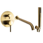 Stream Concealed Shower Valve with Kit & Bath Mixer (Brushed Gold Spout 260mm)