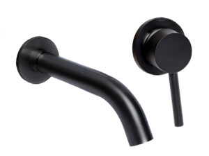 Swerve Single Lever Concealed Basin Mixer Tap (Black Spout 210mm) Ex Waste