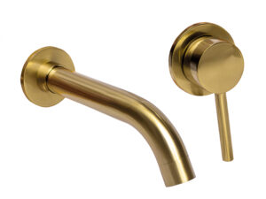 Swerve Single Lever Concealed Basin Mixer Tap (Brushed Gold 210mm) Ex Waste