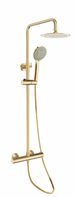 Pluto Round Thermostatic Shower Valve & Rail Kit - BRUSHED BRASS