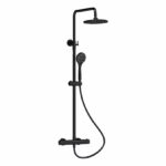 Pluto Round Thermostatic Shower Valve & Rail Kit - MATTE BLACK