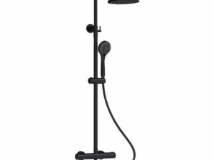 Pluto Round Thermostatic Shower Valve & Rail Kit - MATTE BLACK