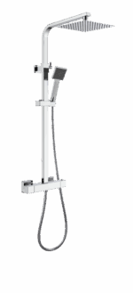 Pegasus Square Thermostatic Shower Valve & Rail Kit - CHROME